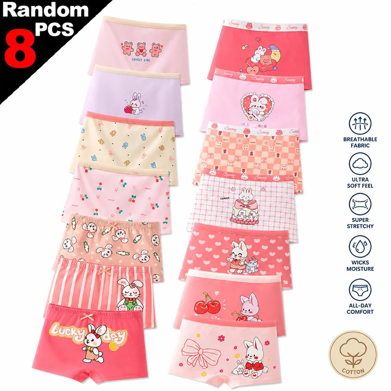 4/8 Pcs Cartoon Unicorn Print Kids Underwear Set Breathable Soft Comfortable Briefs for Toddler Girls And Boys Random Patter