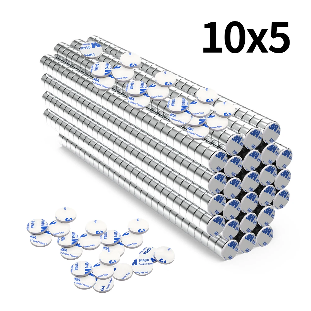 Super Strong Magnet With adhesive N35 Round Magnetic NdFeB Neodymium Magnet Powerful Disc imanes Refrigerator Magnets ﻿10x5mm