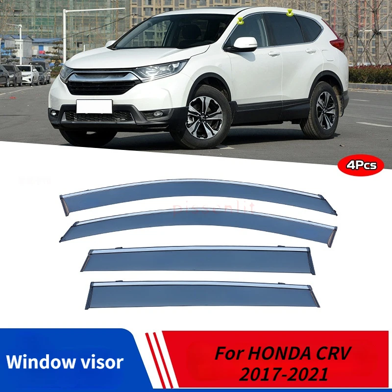 

For Honda CR-V CRV 2001-2021 Window Visor Car Rain Shield Deflectors Awning Cover Trim Chrome Waterproof Window Rain Guards