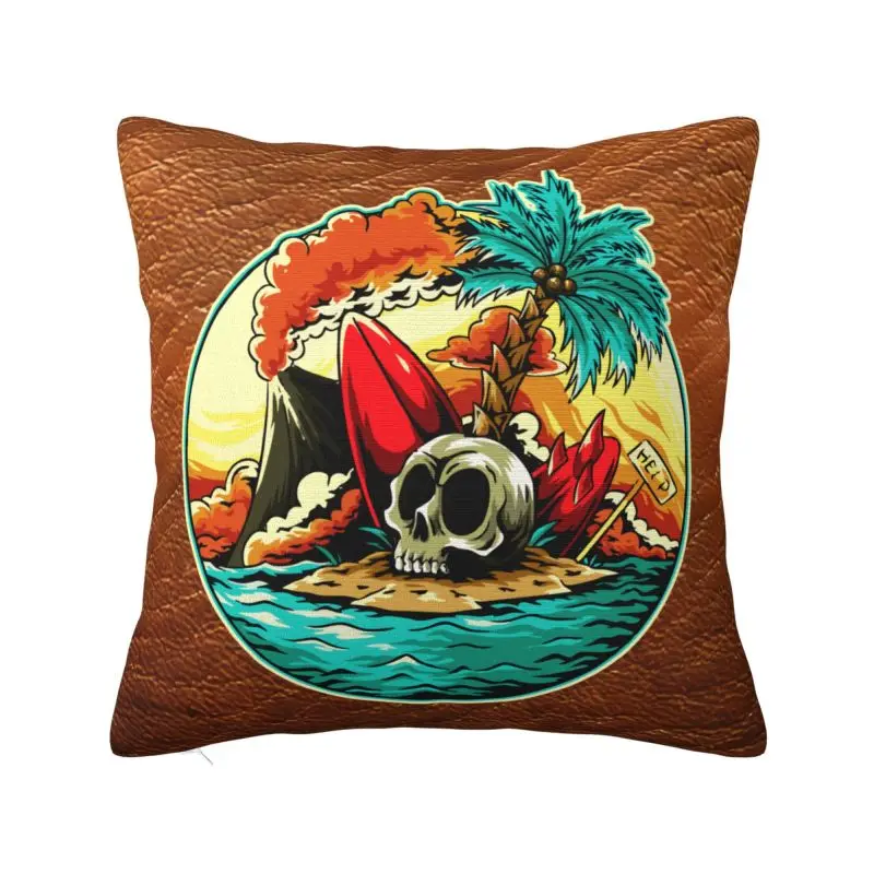 

Custom Summer Skull Surfing Pillow Case 45x45cm for Sofa Beach Surfer Nordic Cushion Cover Velvet Pillowcase