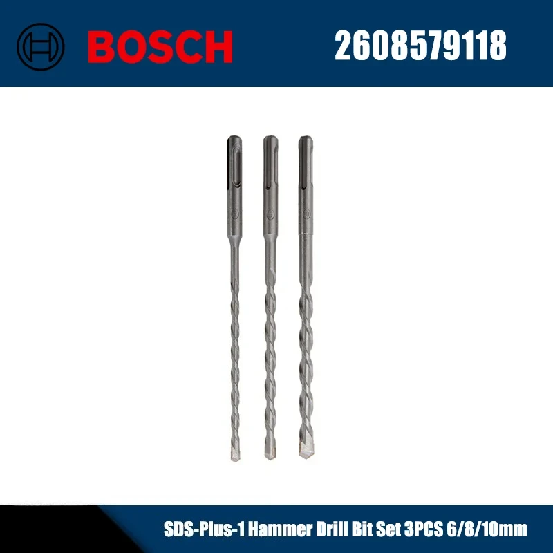 BOSCH 2608579118 SDS-Plus-1 Hammer Drill Bit Set 3Piece 6/8/10mm Masonry Concrete Drill Tool Attachment High Quality