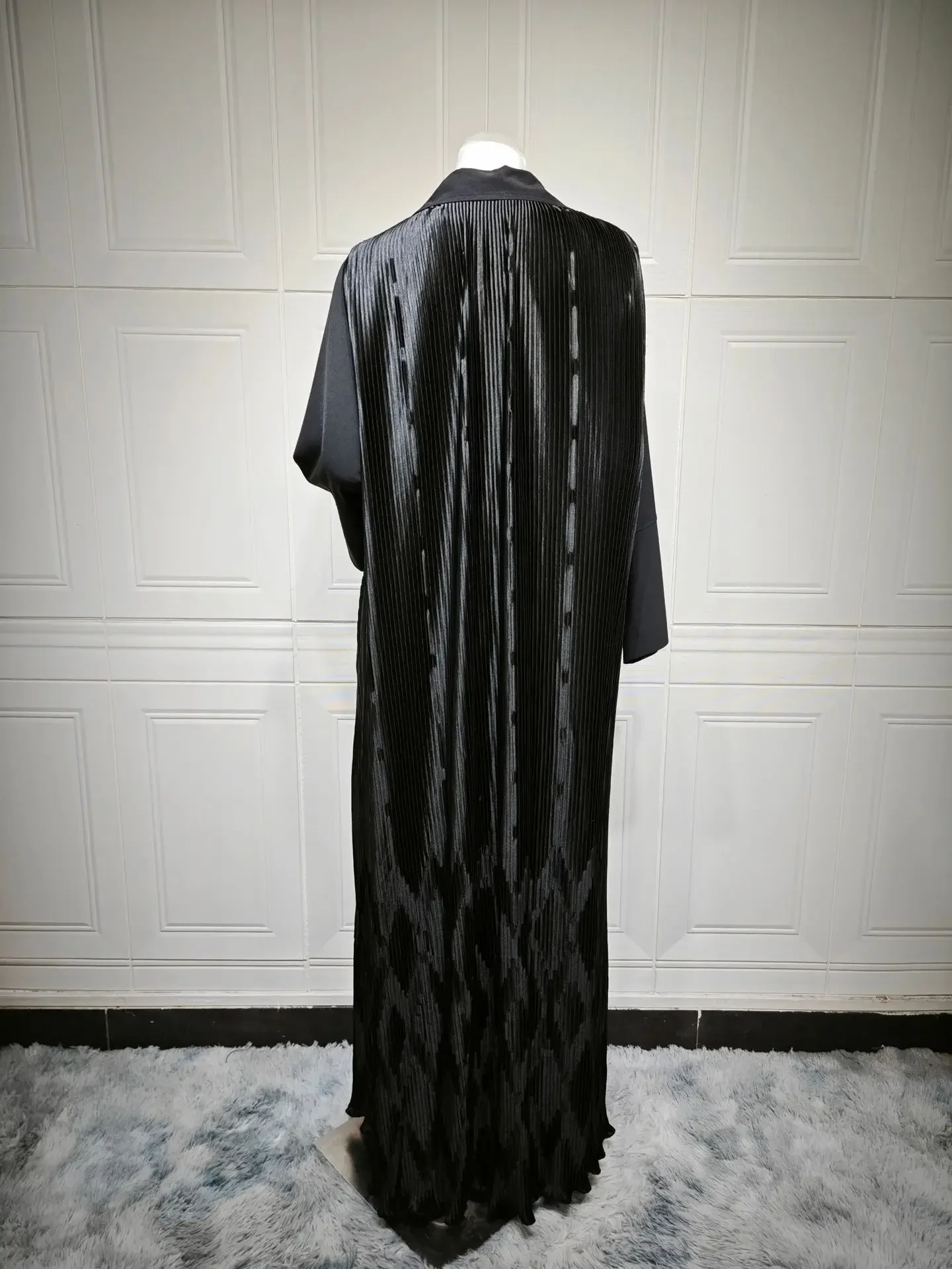 Eid Women Abaya Black Pleated Cardigan Lapel Muslim Party Dress Caftan Jalabiya Ramadan Abayas Vestidos Largos Kaftan Arab Robe