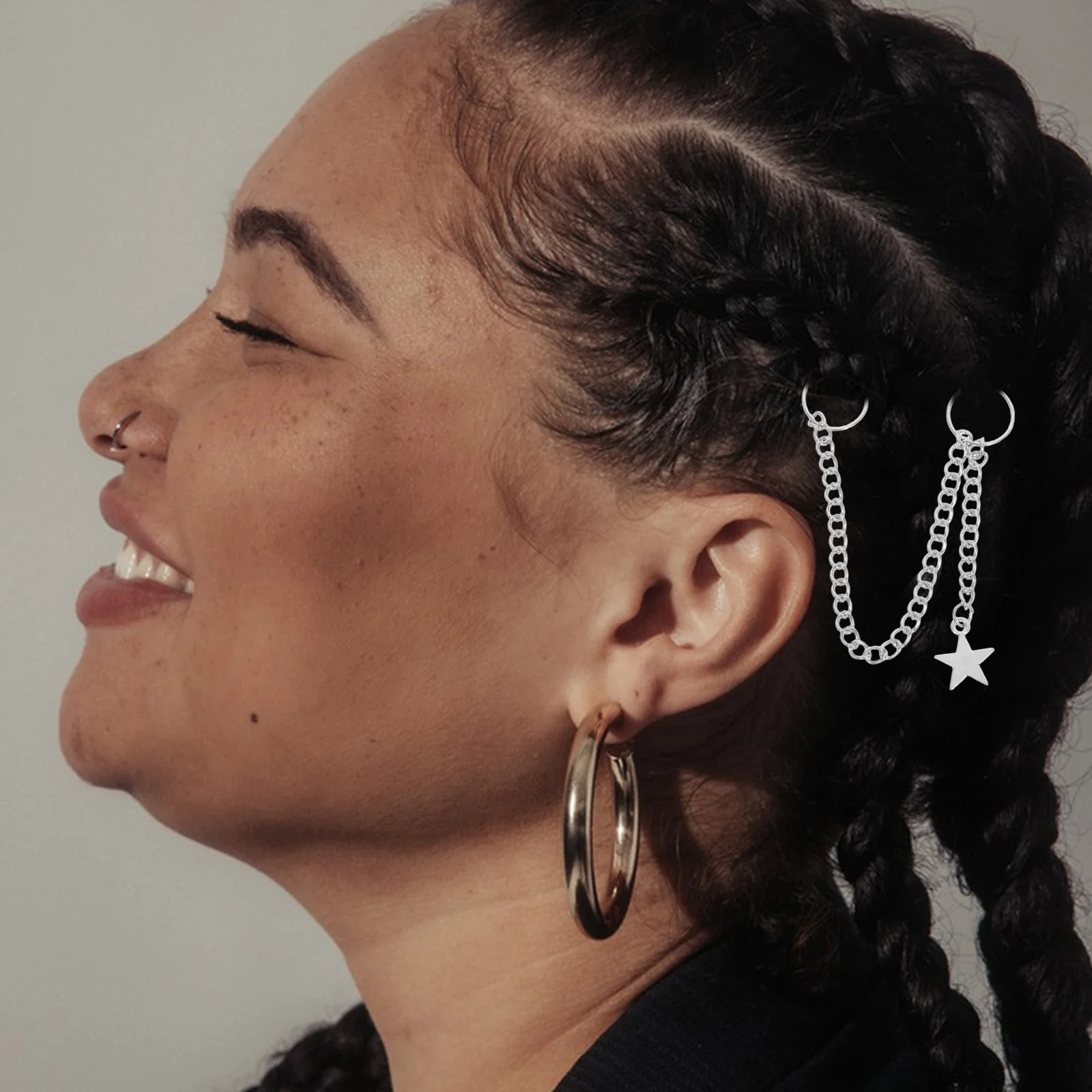 

5Pcs Punk Style Hair Chains for Women Star Hair Chain Bridal Headpiece Braided Jewelry Braid Accessories Women Headpiece