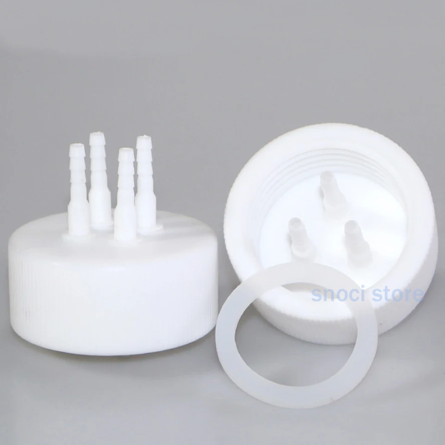 GL45 PTFE feeding bottle cap PTFE fermentation cap reagent bottle cap general universalize GL45 PTFE cap with 1~4holes，1Piece view 5