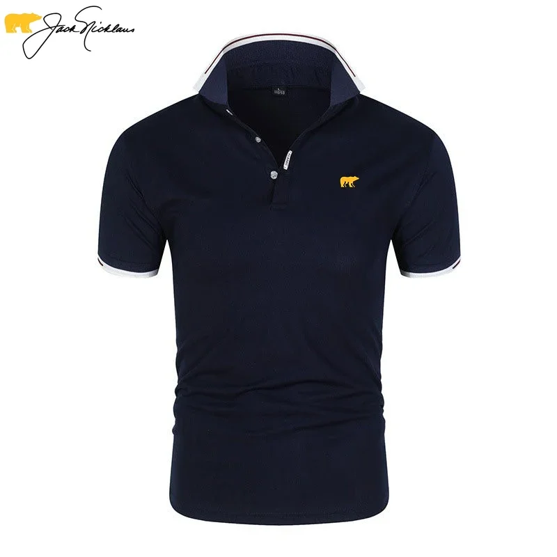 

Brand new men's fashion casual short sleeve printed polo shirt