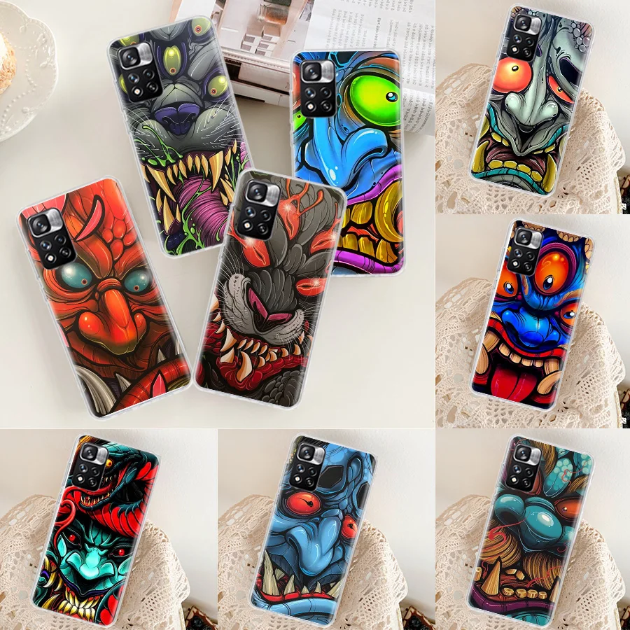 Hannya demon tattoo Phone Case For Xiaomi Redmi Note 11 12 Pro Plus 12S 11S 11T 11E 10S 10 9 9S 9T 4G 5G 8 8T 7 Cover Coque Case