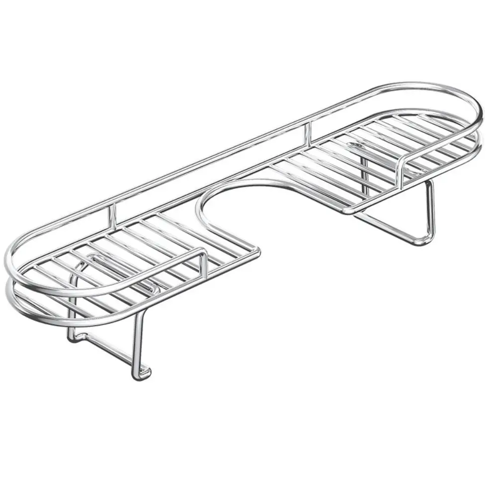 No-Drill Faucet Storage Rack Foldable Foot Hollow Out Sink Shelf Anti Slip Stainless Steel Kitchen Sponge Holder Countertop
