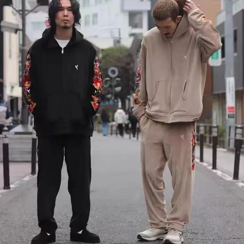 New Japanese Vintage Men's and Women's Loose Fashion Corduroy Casual Trousers Heavy Industry Embroidery Pants