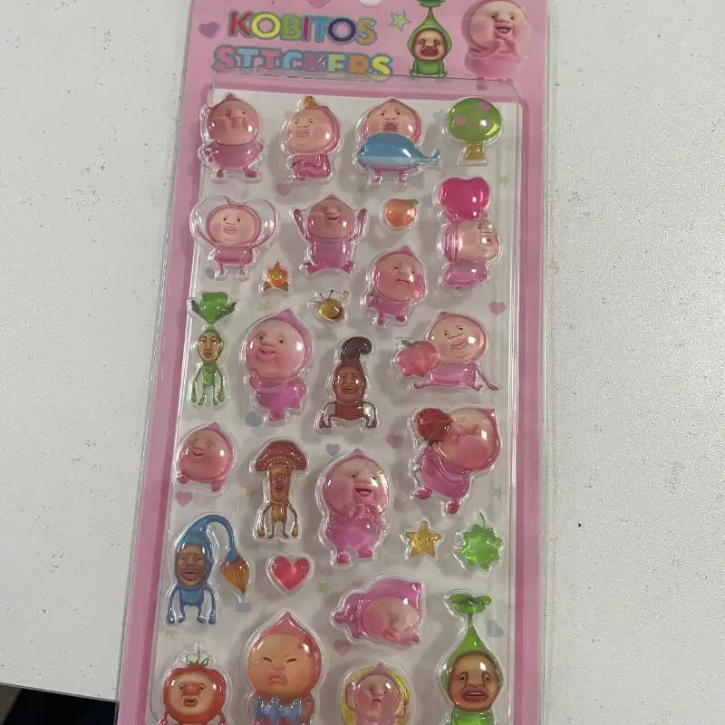 Kawaii Cartoon Kobito 3D Crystal Relief Solid Sticker Creative Student Reward Phone Case Decoration Diy Material Sticker Gift
