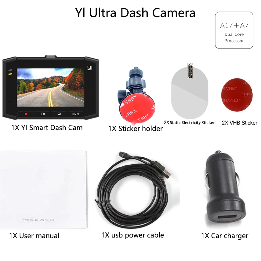 YI-Cámara de salpicadero inteligente para coche, dashcam con pantalla Full HD 2,7, visión nocturna, ADAS, Yl Ultra, edición en inglés, 1080