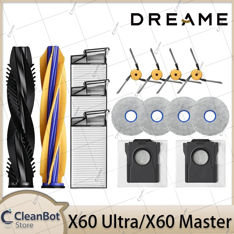 Dreame X60 Ultra X60 Master Accessories Main Side Brush HEPA Filter Mop Cloths Dust Bag Vacuum Cleaner Replacement Spare Parts