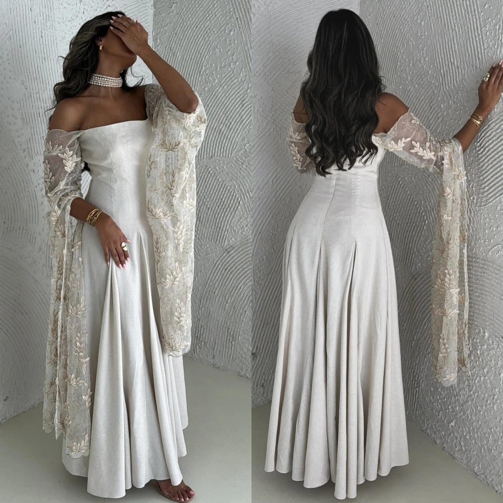 

Jiayigong Charmeuse Pattern Ruched Graduation A-line Off-the-shoulder Bespoke Occasion Gown Midi Dresses Saudi Arabia