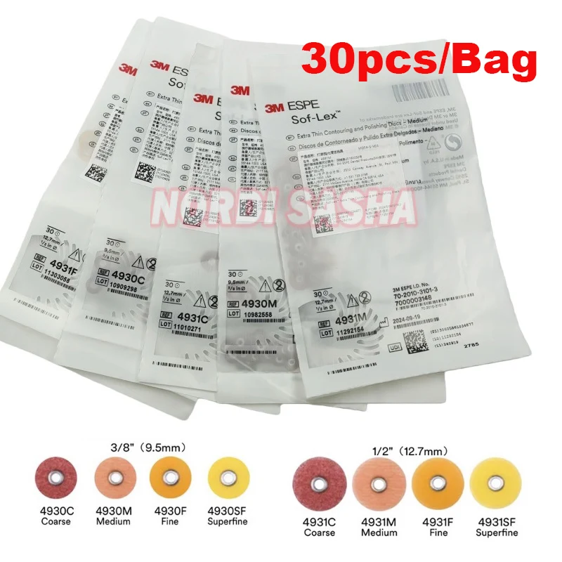 

30 шт./упак. 3M ESPE Sof-Lex Extra Thin Contouring & Polishing Disc 4930/4931 – Стоматологический ультратонкий полировальный диск для контурной обработки и полировки, мелкозернистый/ультрамелкозернистый