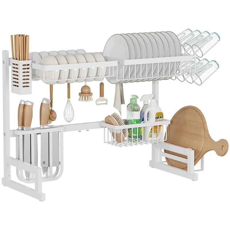 Kitchen Sink Drain Rack Shelf Countertop Dish Storage Shelf Multifunctional Dish Rack Storage Cutting Board Shelf