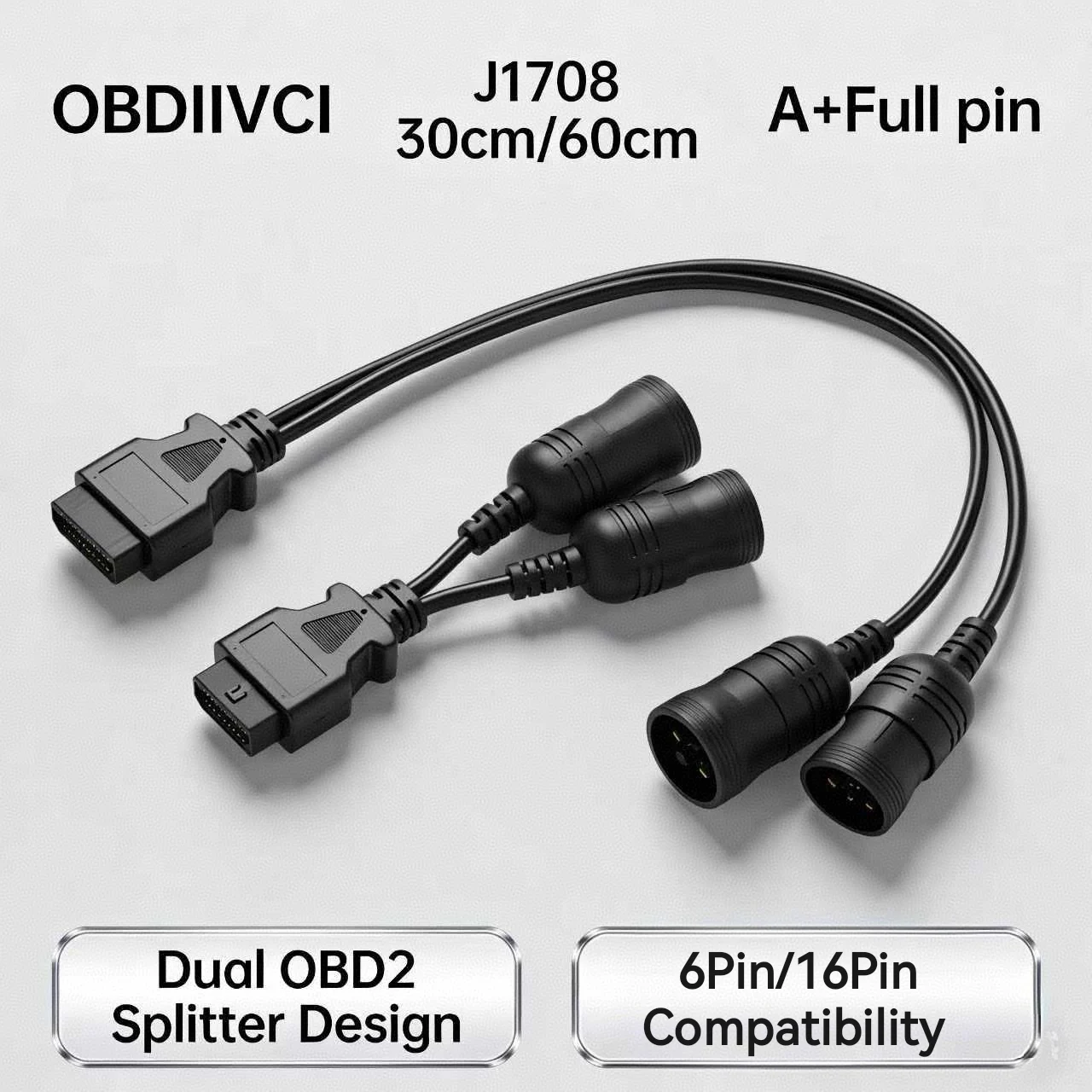 Heavy Truck Diagnostic Line 6 Pin J1708 OR 9 Pin J1939 To 16 Pin OBD2 OBDII Adapter Cable Heavy Duty Truck Car Accessories
