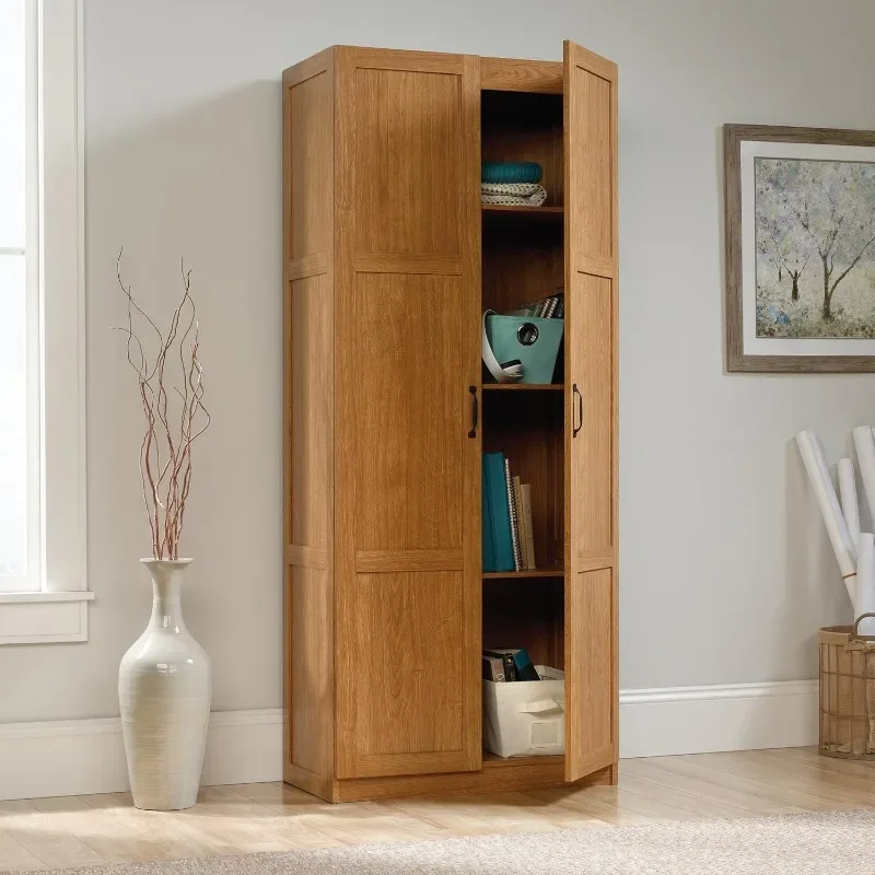 Modern double door wooden utility storage cabinet with large capacity, Highland Oak finish