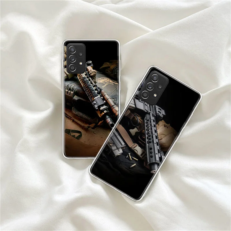 The Military Weapon Phone Case For Galaxy A12 A22 A32 A42 A52 A52S A72 Samsung A73 A53 A33 A23 A13 A9 A8 A7 A6 Plus Cover Soft T