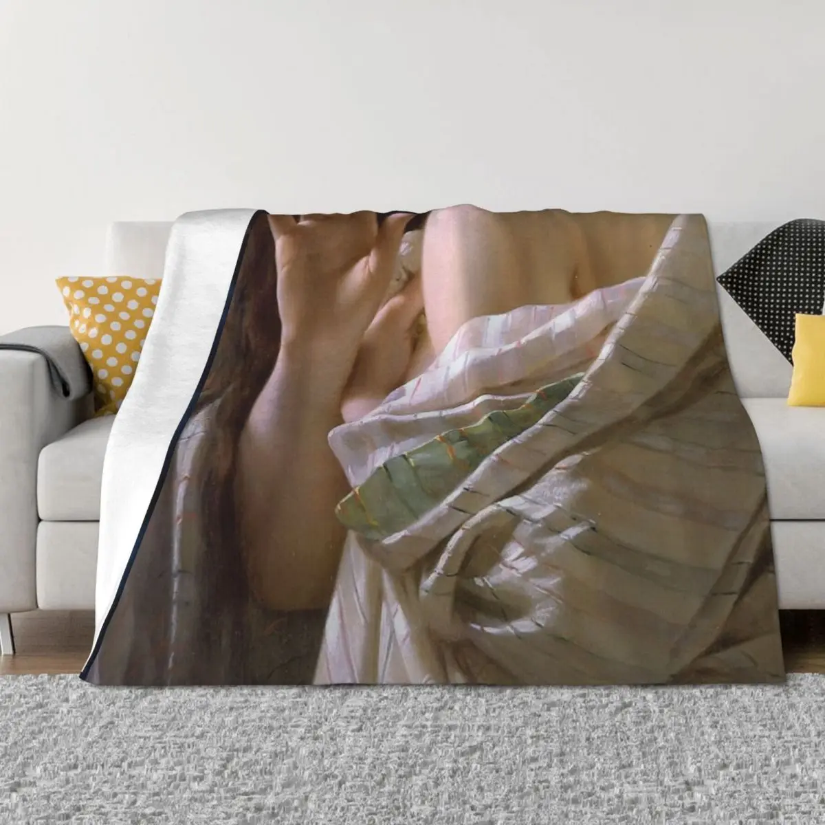 

Young woman painting detail Throw Blanket blankets ands Nap Flannel Fabric christmas gifts Blankets