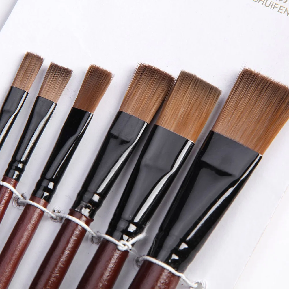 6Pcs Nylon Acrylic Oil Paint Gouache Brushes For Artist Supplies Watercolor Set