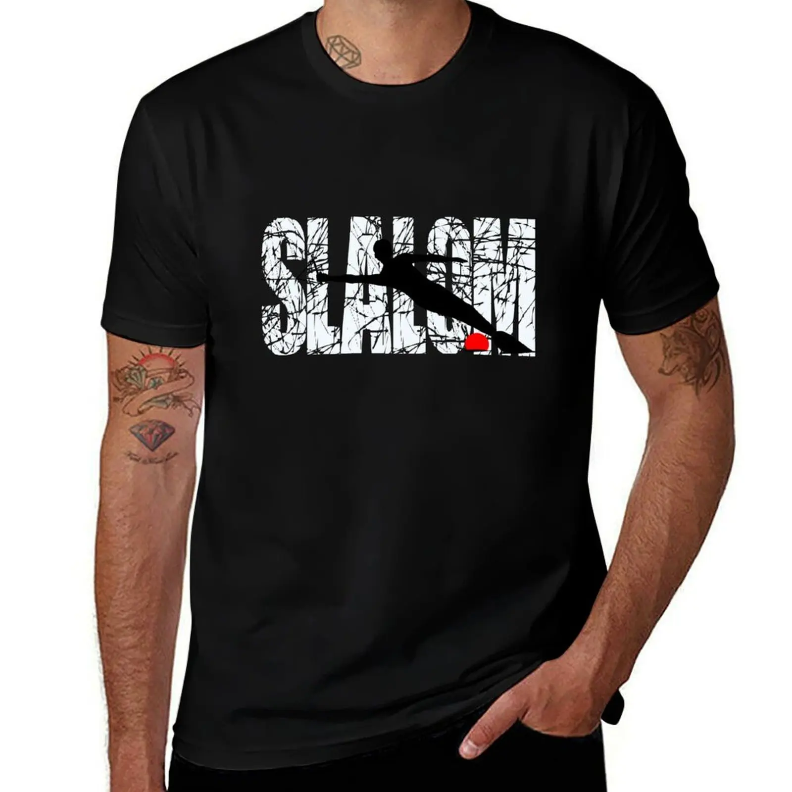 

Slalom Water Skier T-Shirt Basic Simple Casual Short Sleeve Tee