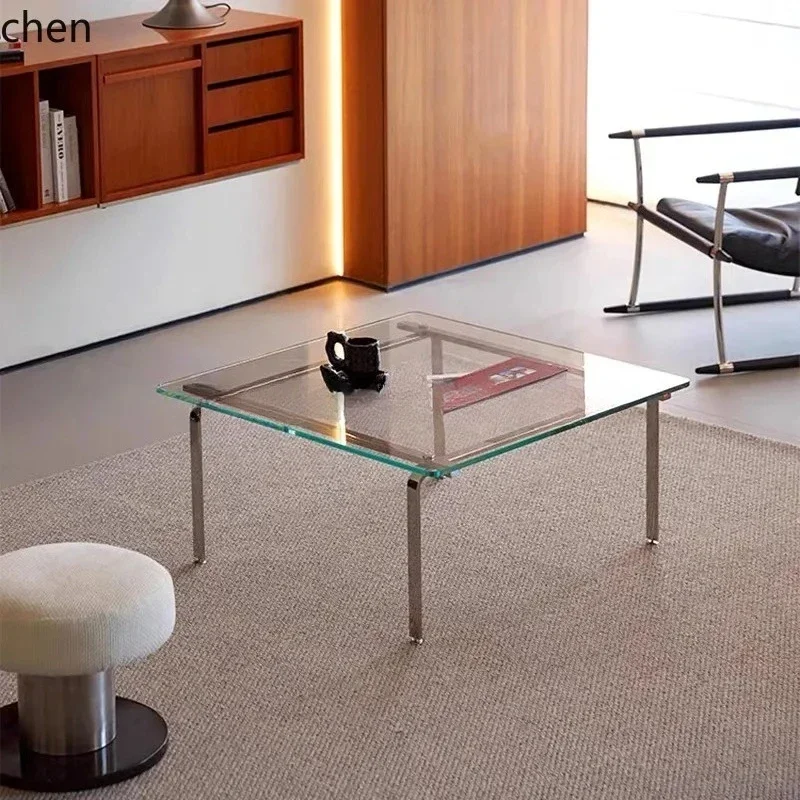 b11-7.2 Home Coffee Table Stainless Steel Side Table Simple Designer Creative Glass Vintage Living Room Coffee