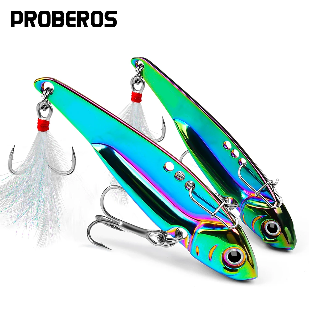 PROBEROS 1 pièce Leurre de pêche VIB coloré à paillettes vibrantes 5g-20g pour lancer longue distance, appât artificiel pour achigan, spinner coulant, cuillère nageuse