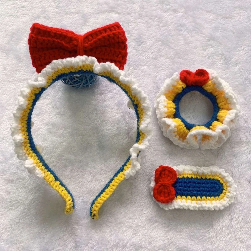 

Disney Series Snow White Hair Accessories Hairband Headband Hairpin Large Intestine Headband Ice and Snow Princess Gift