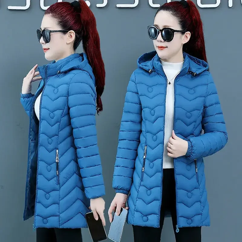 Women Hooded Winter Jacket 2023 Korean Thicke Down Cotton Clothes Middle-Aged Female Coat Mother Warm Long Outwear XL-6XL