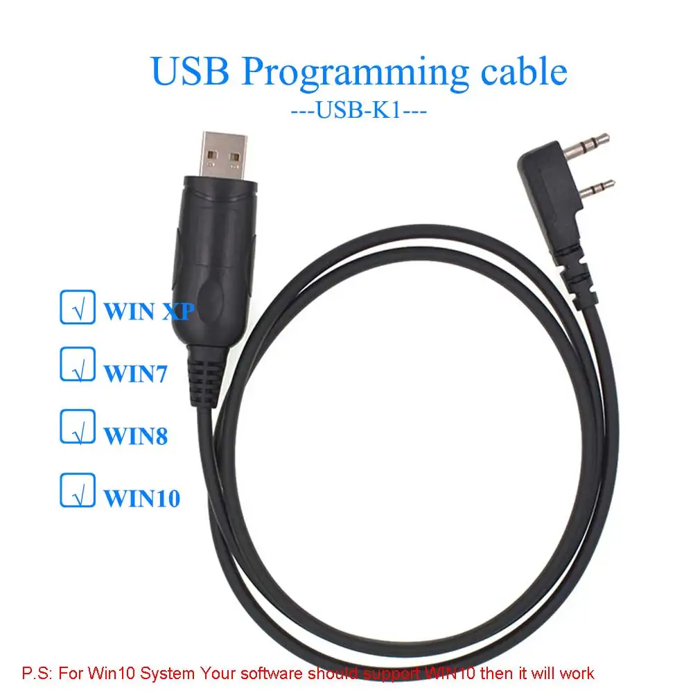 ANYSECU USB-K1 USB K1 Plug PC Programming Cable for Baofeng 2-Way Radio UV-5R BF-888S ANYSECU TYT Quansheng TH-UV8000D