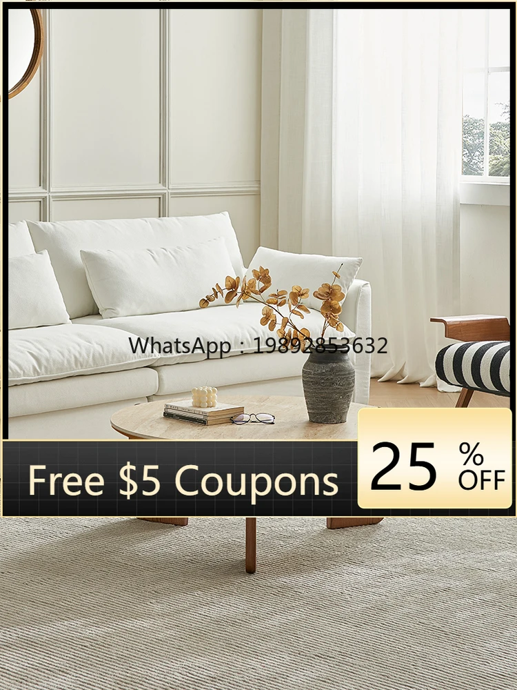 

YFY Travertine Stone Round Coffee Table Small Apartment Designer High-End Solid Wood Living Room Zen Style