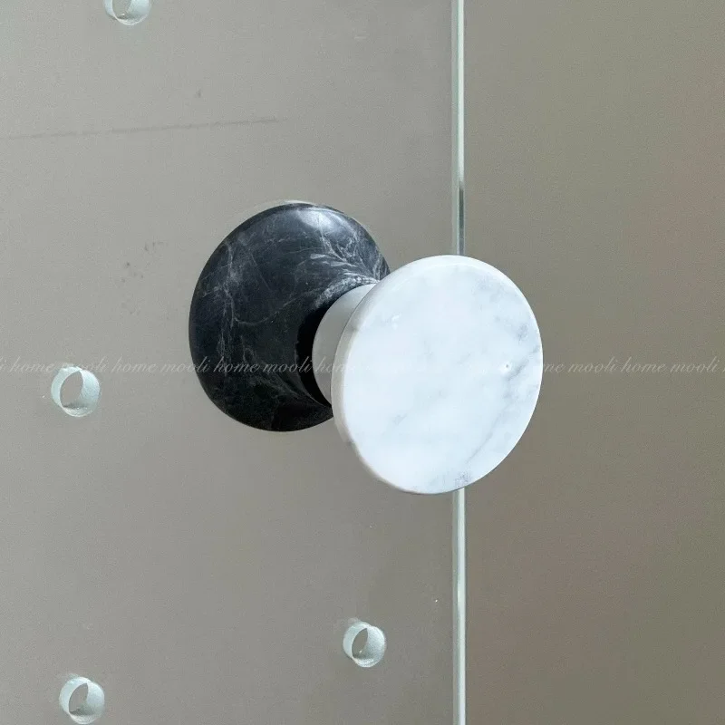 【Natural】Luxury Natural Travertine Towel Hook, Decorative Stone Pull Handle for Shower Glass Door