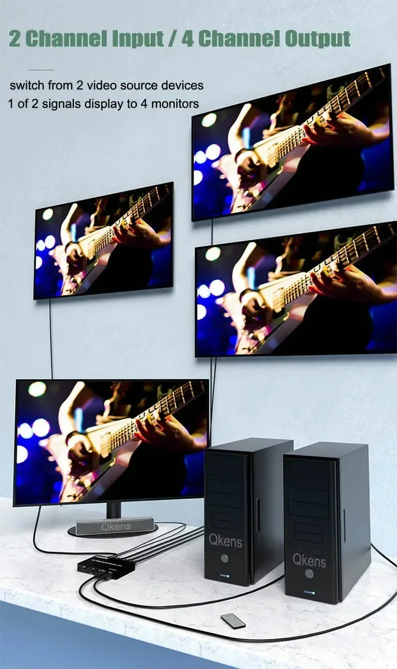 4K 60 هرتز 2x4 HDMI التبديل الفاصل ثلاثية الأبعاد 2 في 4 خارج البصرية 3.5 مللي متر مستخرج الصوت محول الفيديو ل DVD الكمبيوتر المحمول إلى التلفزيون العارض