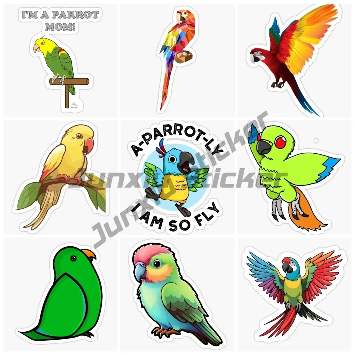 

Realistic Cartoon Anime Parrot Vinyl Self-adhesive Car Stickers Suitable for Car Windows Trucks Bicycles Refrigerators Stickers