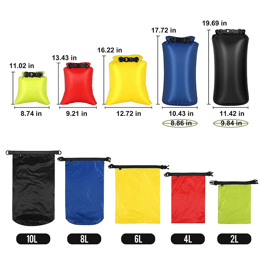 6Pcs Waterproof Dry Bag Set for Kayaking Boating,Drybag Outdoor Storage Bags for Canoeing Camping Swimming Hiking,Random