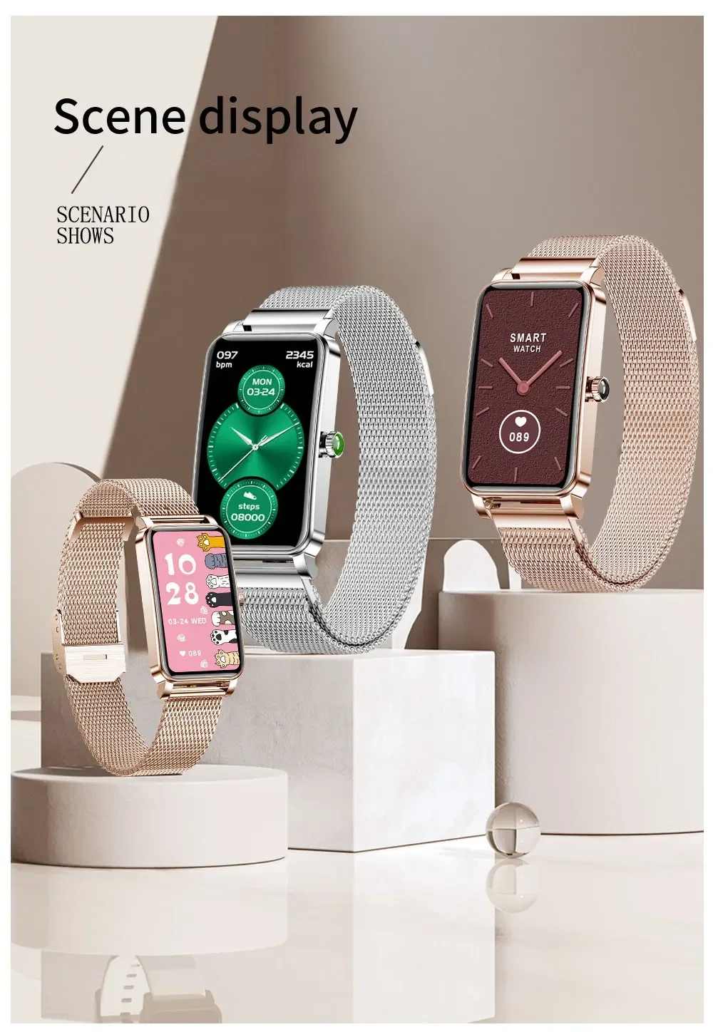 NEW ZX19 Ladies Smart Watch Heart Rate Blood Pressure Blood Oxygen Girl Sports Fitness Wristband Multi-sports Mode Dial Download