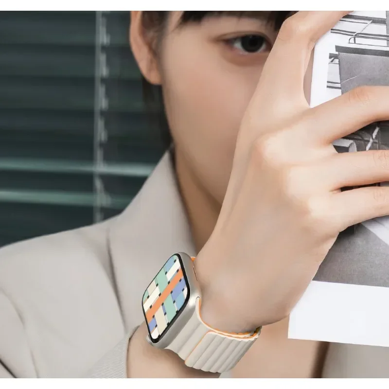 ซิลิโคนแม่เหล็กสําหรับ Apple Watch Ultra Band 49 มม.10 9 8 7 45 มม.41 มม.เข็มขัด iWatch 6 5 4 3 SE2 44 มม.40 มม.42 มม.Correa