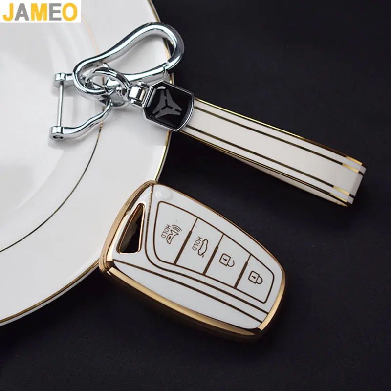 Fashion TPU Car Key Case Shell For Hyundai Santa Fe Sport Ix45 Equus Centennial Genesis G80 Grandeur Azera 2013-2016 Keychain