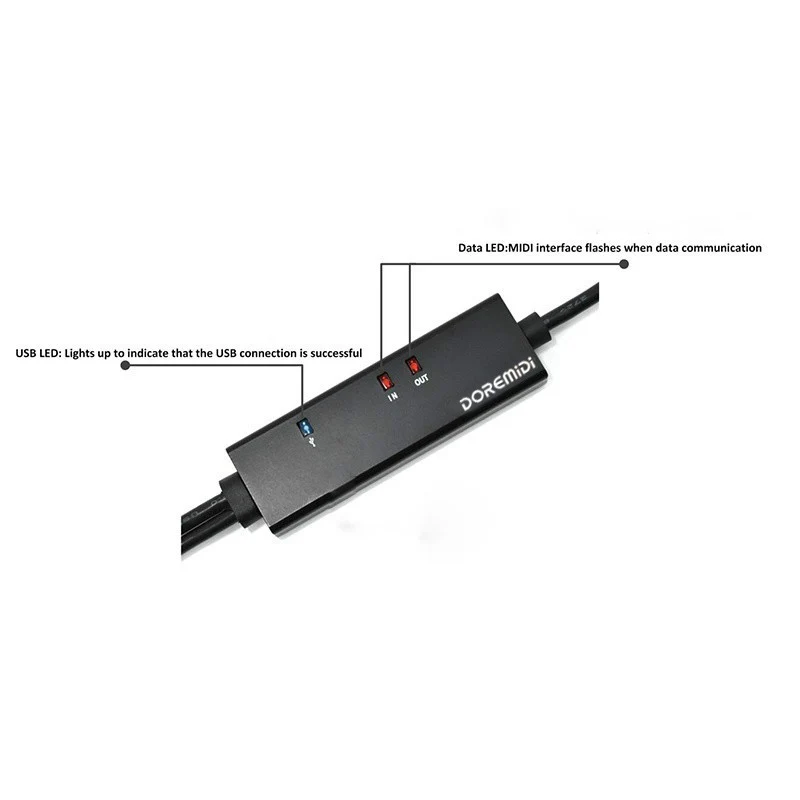 DOREMiDi MIDI To USB Cable USB MIDI Converter With Indicator Light FTP Proceesing Chip MTU-10