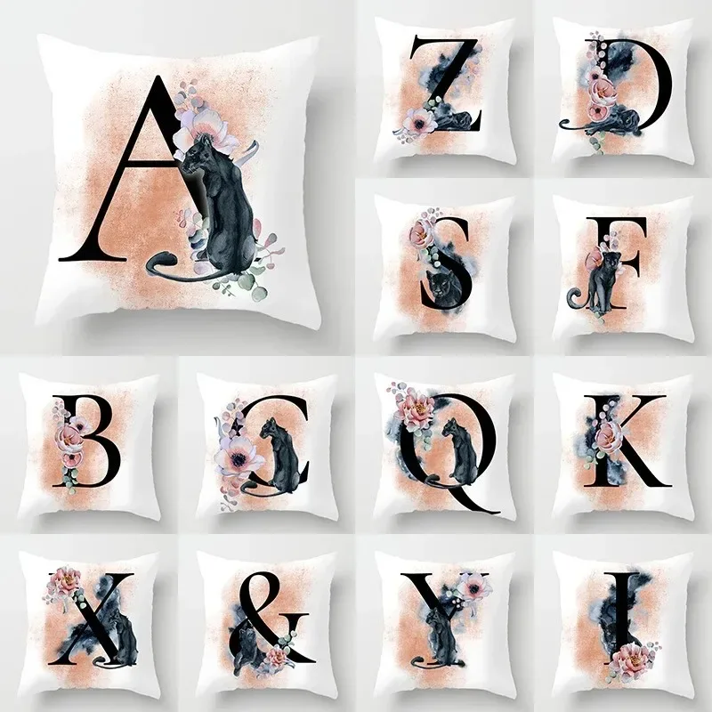 Creative Letter Print Pillowcase Office Living Room Car Ornaments Home Pillowcase