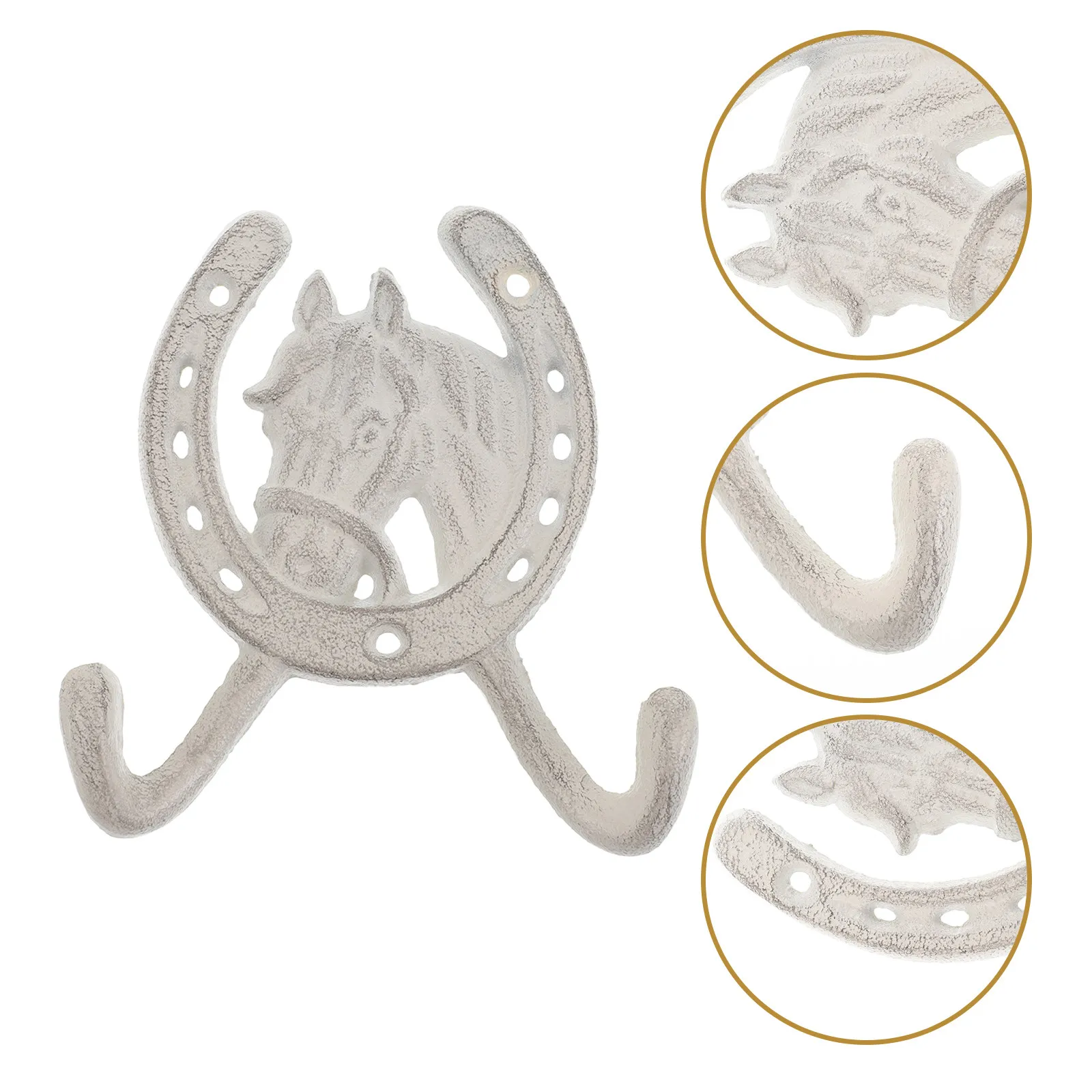 Victorian Style Horse Head Wrought Iron Wall Hook Double Hanger for Coat Jacket Towel Key Entryway Bedroom Bathroom Farmhouse