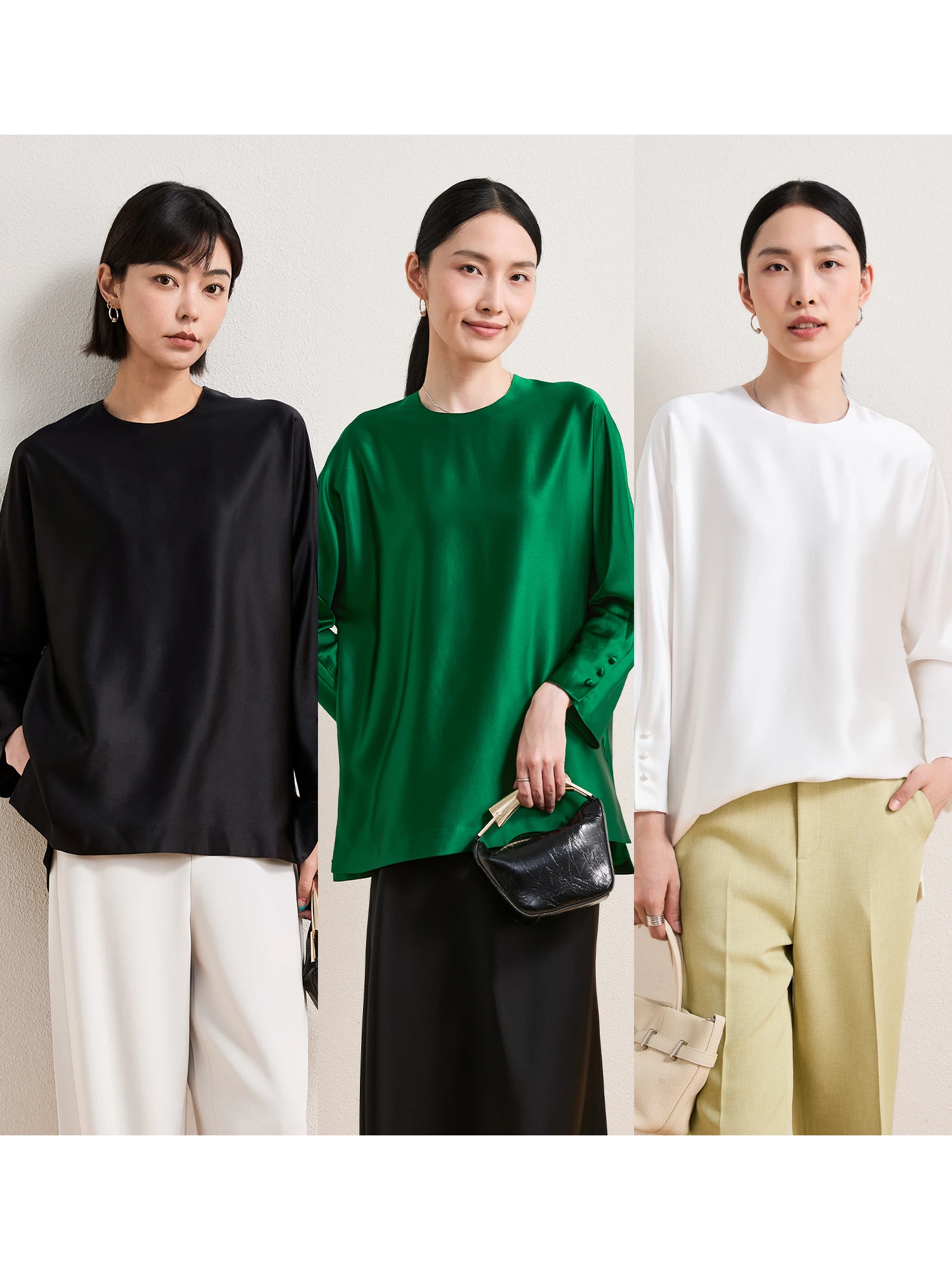 

ChangDX New Chinese Sle Loose Fit Silk irt High End Silk Women's Premium Breathable Comfortable round Ne irt