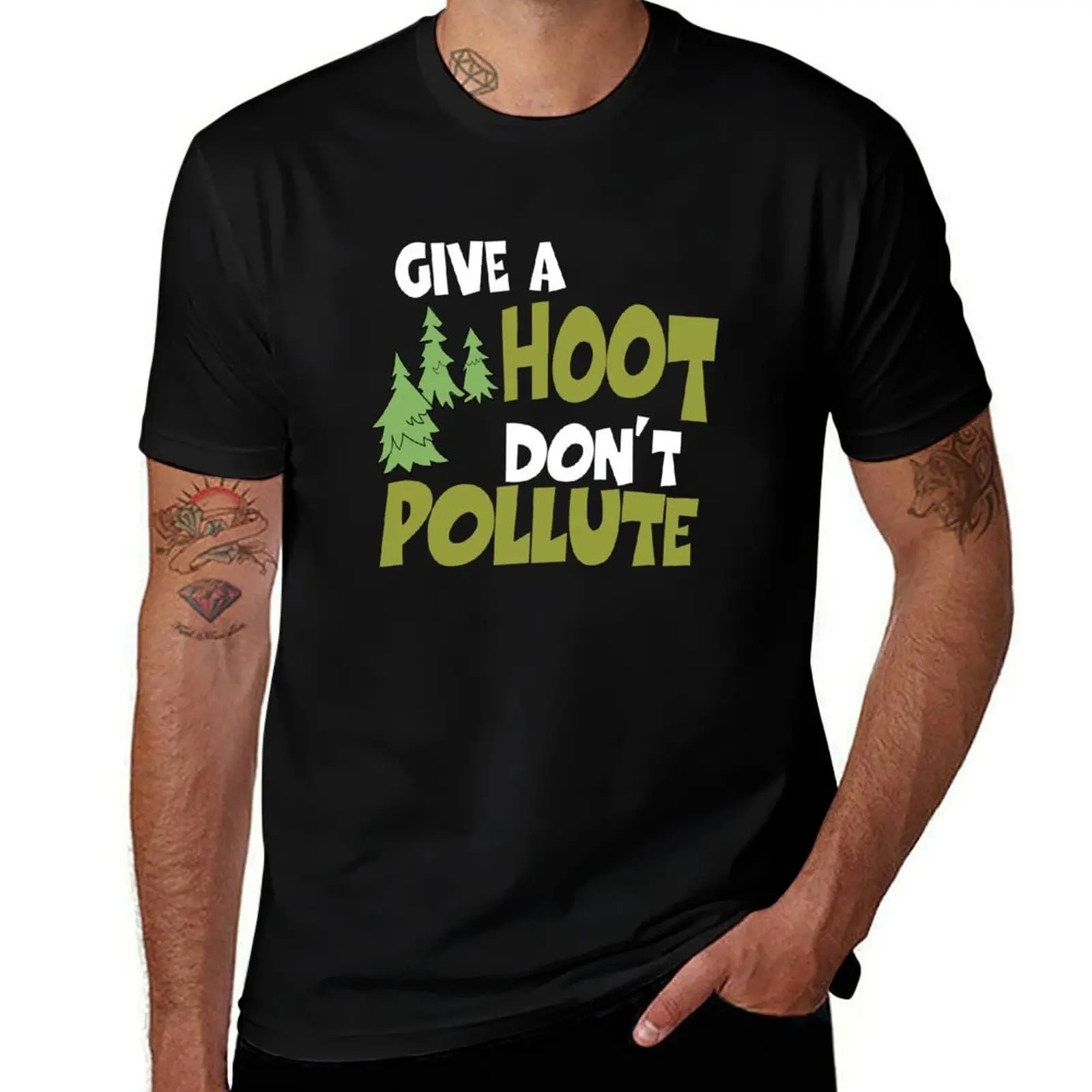 Give a Hoot Don't Pollute T-Shirt Work Utility Casual Tee Shirt T-Shirt
