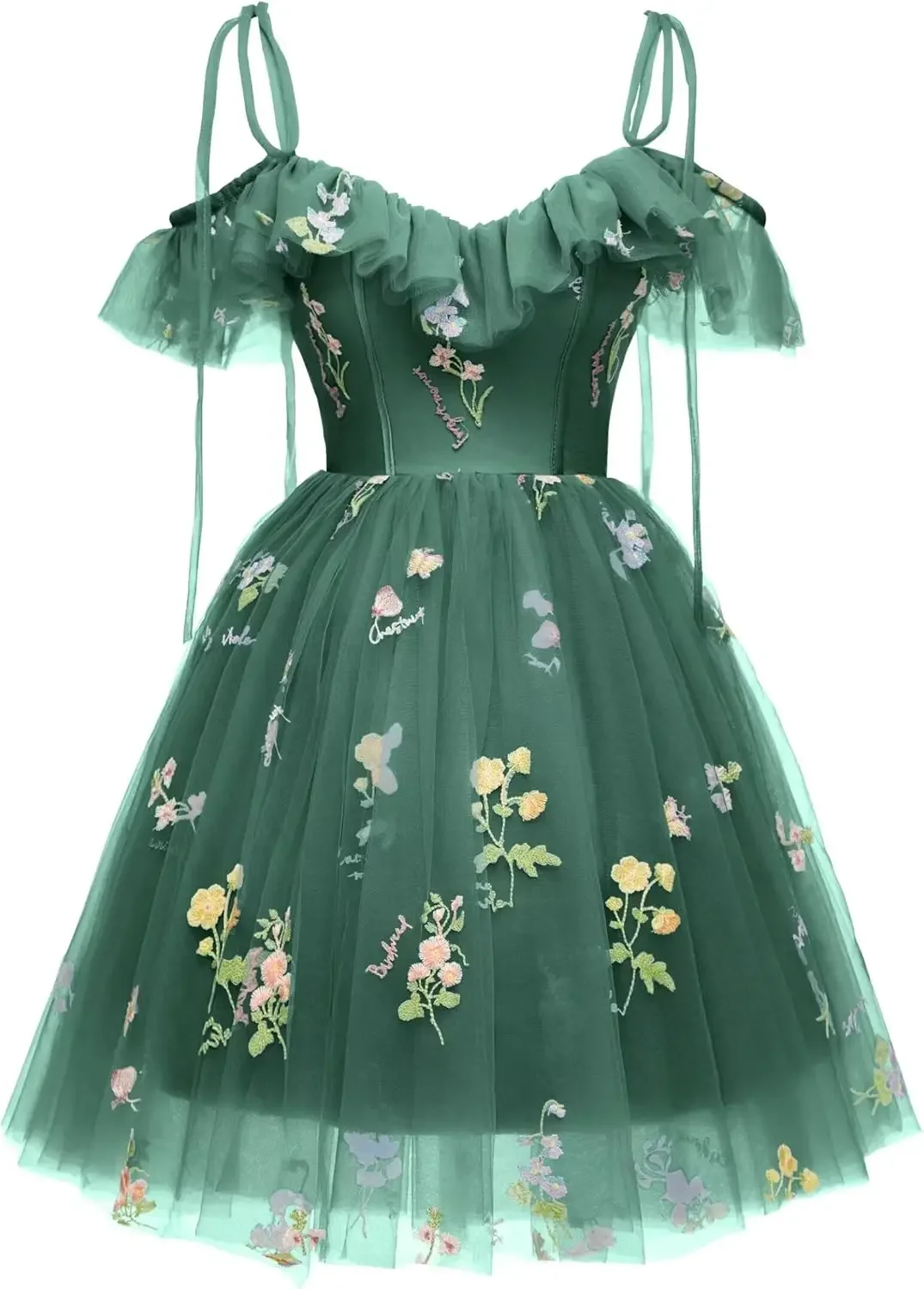 

Короткие платья для встречи выпускников для подростков, тюлевое платье на тонких бретельках с цветочной вышивкой, длиной до колена, платье для выпускного вечера с цветочным принтом ромашки