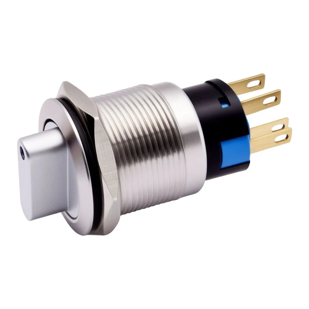 3 Position Configuration 19mm Rotary Switch 316 Stainless Steel Material 3 Position Push Button Switch Point Light Appearance