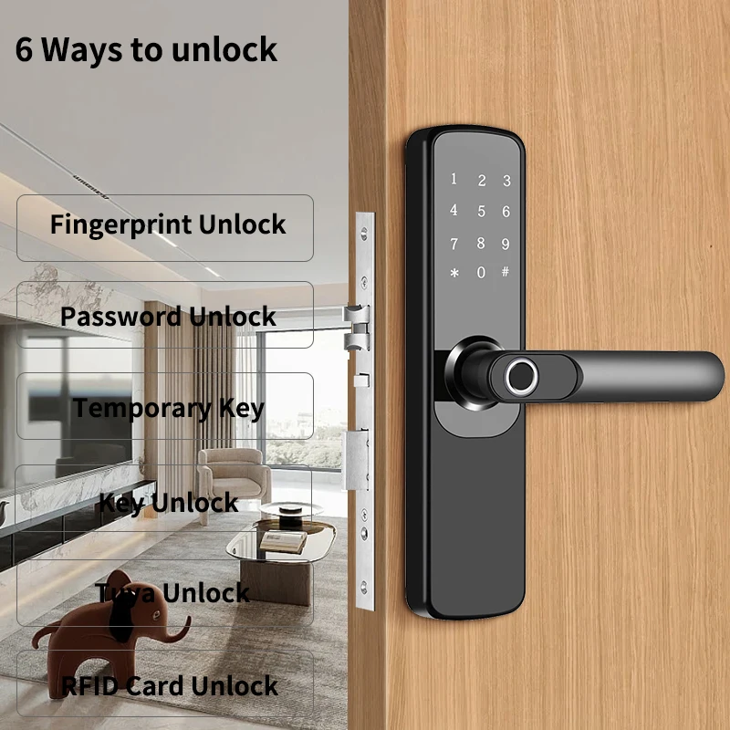 Tuya TTlock Wifi Electronic Smart Door lock with Biometric Fingerprint Digital Password Rfid Card Intelligent Keyless Doorlock