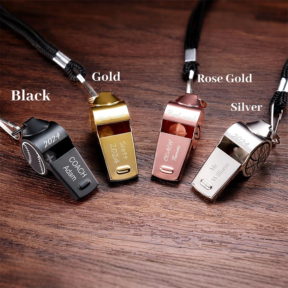 Custom Engraved Metal Whistle-Personalized Gift for Coach/Teacher-Football,Basketball,Soccer,Volleyball Referee Training Whistle - Detail 1