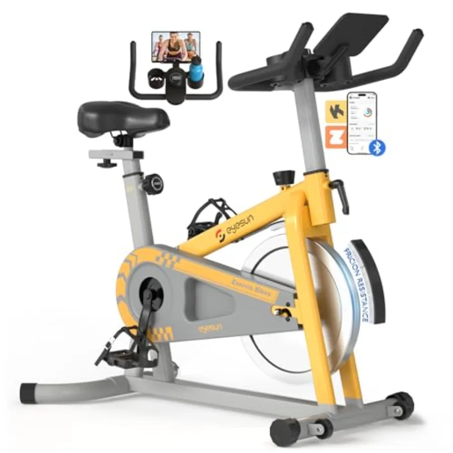 

Indoor Cycling Bike for Home Exercise with Adjustable Friction Brake Pad Resistance Silent Belt Drive 330lbs Weight Ccity Upgra