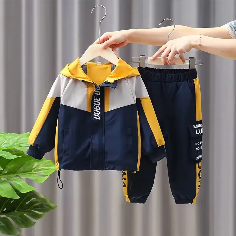 

Children's Autumn Suit New Boys' Charge Coat Handsome Middle and Big Boys' Sportswear Coat Pants Two Piece Set