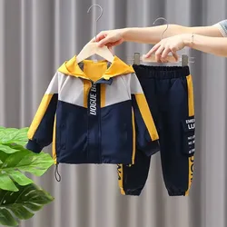 Children's Autumn Suit New Boys' Charge Coat Handsome Middle and Big Boys' Sportswear Coat Pants Two Piece Set