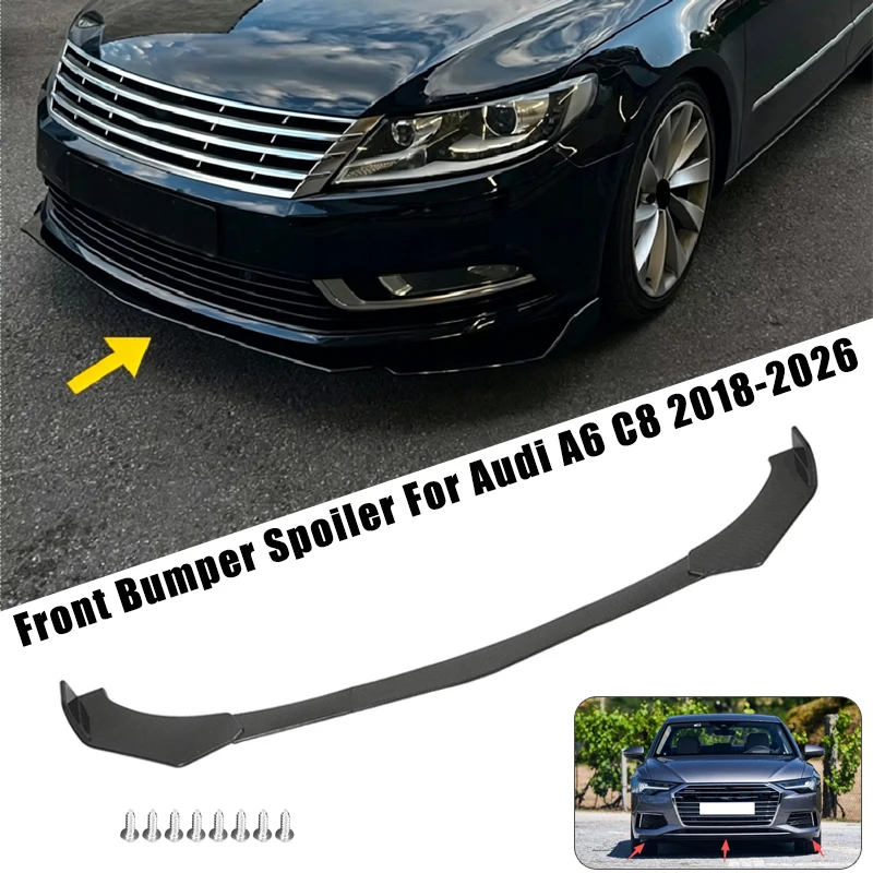 Sport Front Bumper Splitter Spoiler Lip For Audi A6 C8 2018-2026 5Pcs Adjustable Sectional Car Exterior Tuning Body Kit